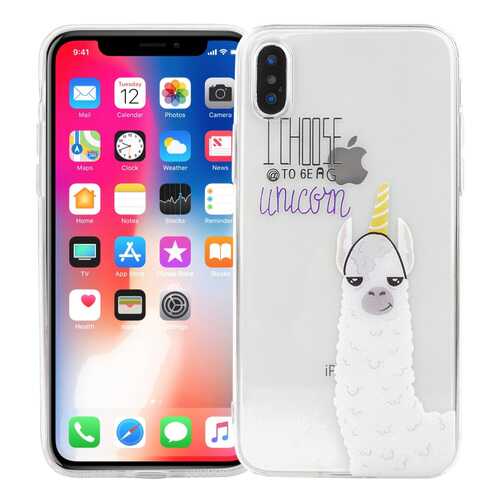 Чехол KAWAI для iPhone X/XSЛама-единорог в Благо