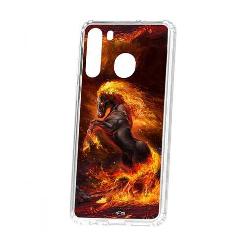 Чехол Kruche Samsung Galaxy A21 Print Конь огонь в Благо
