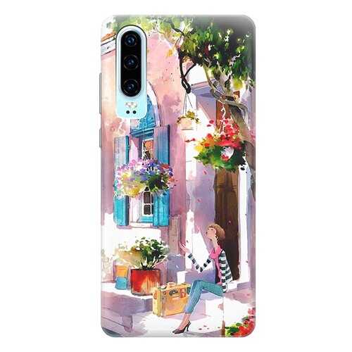 Чехол RE:PA для Huawei P30 с принтом Девочка на цветущей улочке в Благо