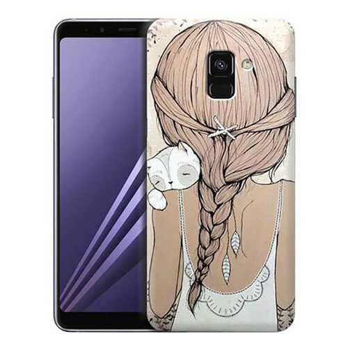 Чехол RE:PA для Samsung Galaxy A8 (2018) SM-A530 с принтом Девочка в обнимку с котом в Благо