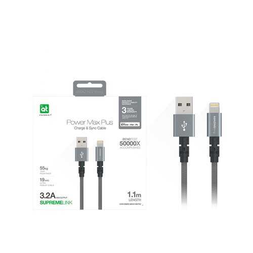 Кабель Amazingthing SupremeLink MFi Power Max Plus USB-iP Space Gray 1.1m 3.2A в Благо