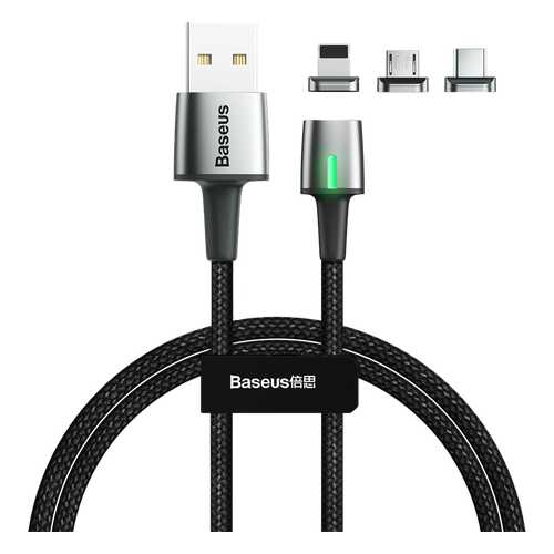 Кабель магнитный Baseus Zinc Magnetic Cable Kit IP+Type-C+Micro 1м Black (TZCAXC-A01) в Благо