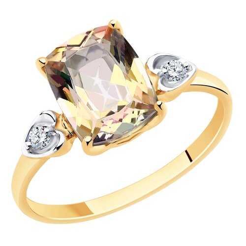 Кольцо женское SOKOLOV из золота с топазом и фианитами Swarovski 715725 р.19 в Благо