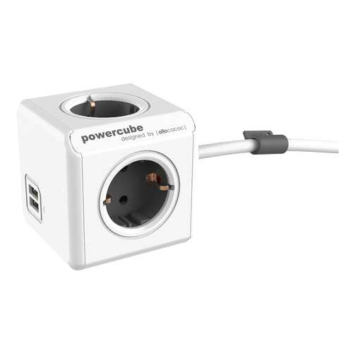 Удлинитель Allocacoc 1402GY/DEEUPC, 4 розетки, 1,5 м, White/Grey в Благо