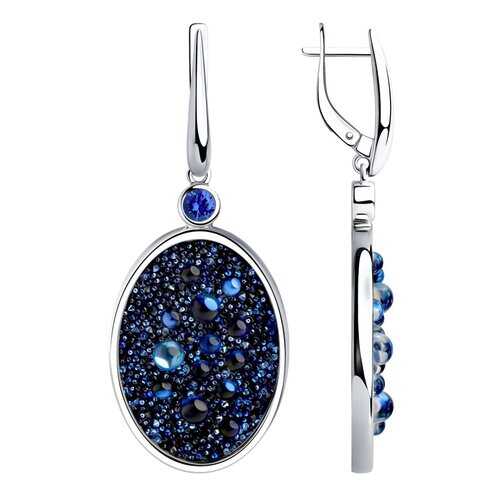 Серьги SOKOLOV из серебра с синими кристаллами Swarovski и фианитами 94023683 в Благо